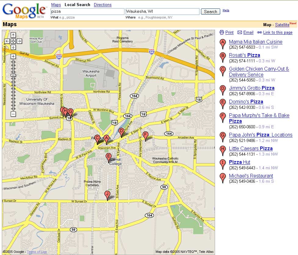 Map search results (2005)